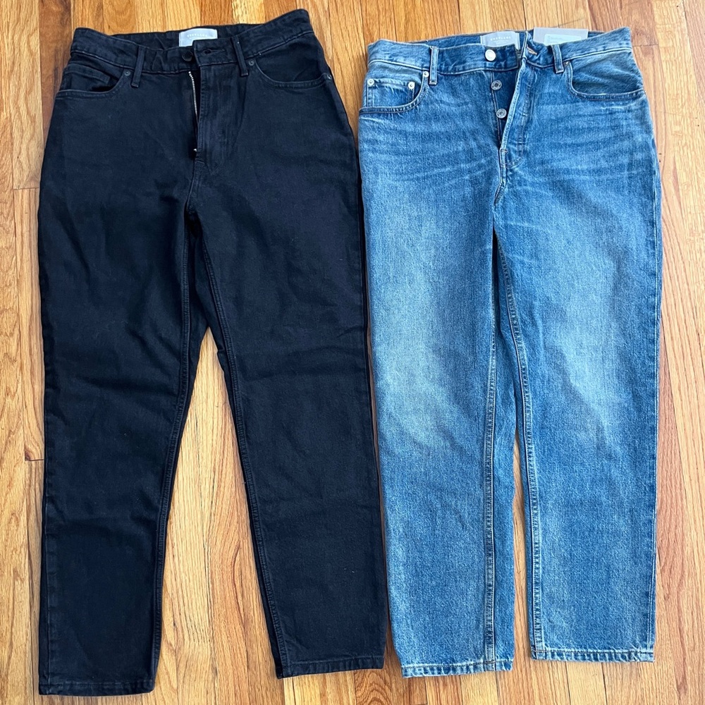 NWT Everlane The Original 90’s Cheeky Jean Womens 28 Crop Tumbled Black Set 2